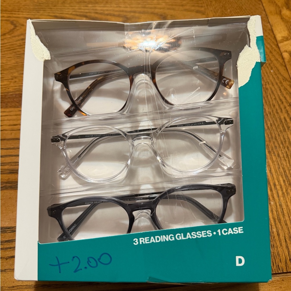 Foster Grant Reading Glasses +2.00 | 3 pack | Open Box | Excellent Condition